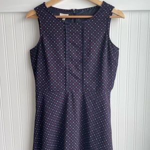 Talbots petite navy blue polka dot dress Fit & Flare 6p